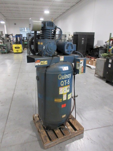 Quincy QT-5 Splash Lubricated Reciprocating Air Compressor , 80-Gallon Vertical - Auction Item