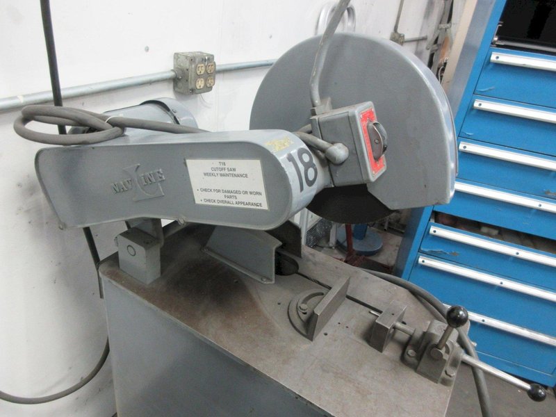 NavLine Abrasive Chop Saw, 12" Max Blade, Manual Vise, 3HP Drive Motor, Stand- Auction Item
