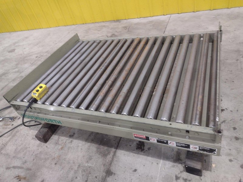 3800 LBS X 60" X 42" SOUTHWORTH MODEL #LS4-36 HYDRAULIC SCISSOR LIFT TABLE WITH ROLLER TOP, 110 VOLT: STOCK #20884