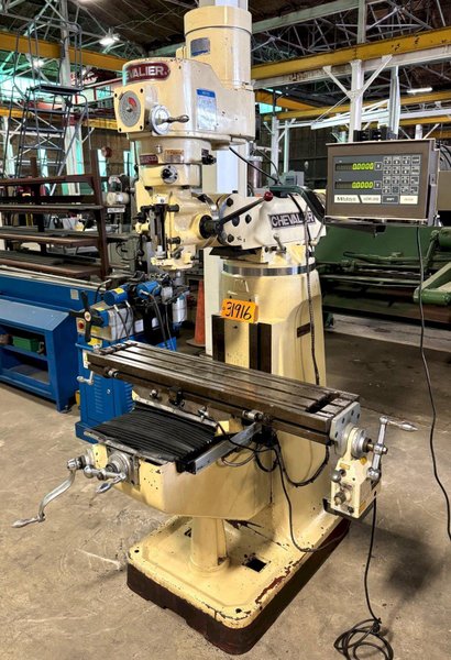 Chevalier Vertical Mill FM-3VS, 3 HP, V-Speed, 9&quot; x 42&quot; P.F. Tbl., DRO