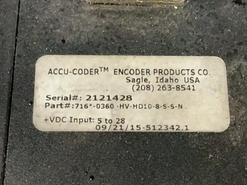 ACCU-CODER INCREMETNAL SHAFT ENCODER  -  716*-0360-HV-HD10-8-S-S-N