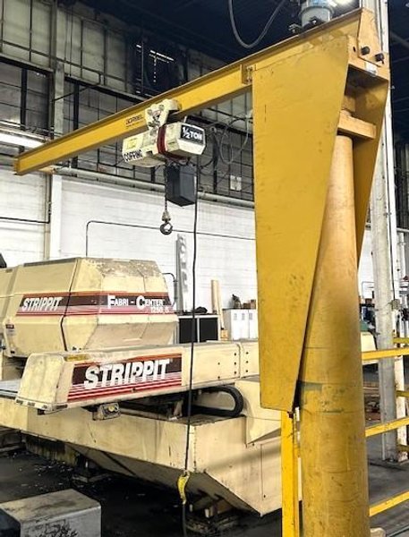 1/2 Ton Gorbel Free Standing Jib Crane, Coffing Hoist, 10&#039; Under, 10&#039; Span