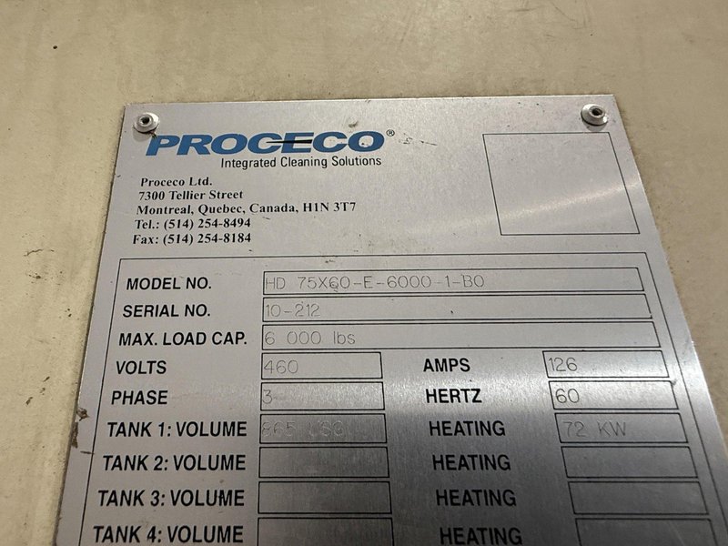 75&quot; x 60&quot; PROCECO MODEL #HD-75X60-E-6000-1-BO HEAVY DUTY ROTARY TABLE PARTS WASHER: YOBRO #24051