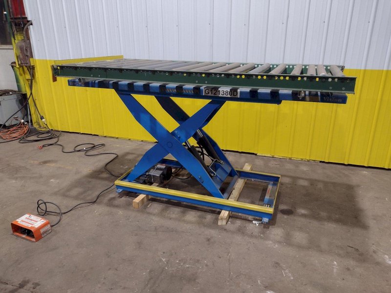 3,500 LBS X 30" X 96"  BISHAMON ROLLER TOP HYDRAULIC LIFT TABLE: STOCK #20966