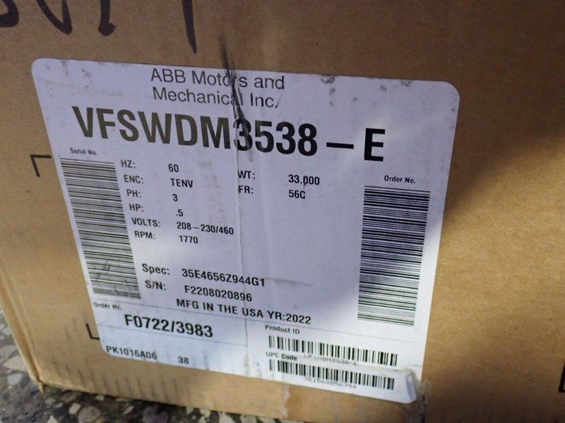 BALDOR-RELIANCE .5 HP MOTOR  -  VFSWDM3538-E