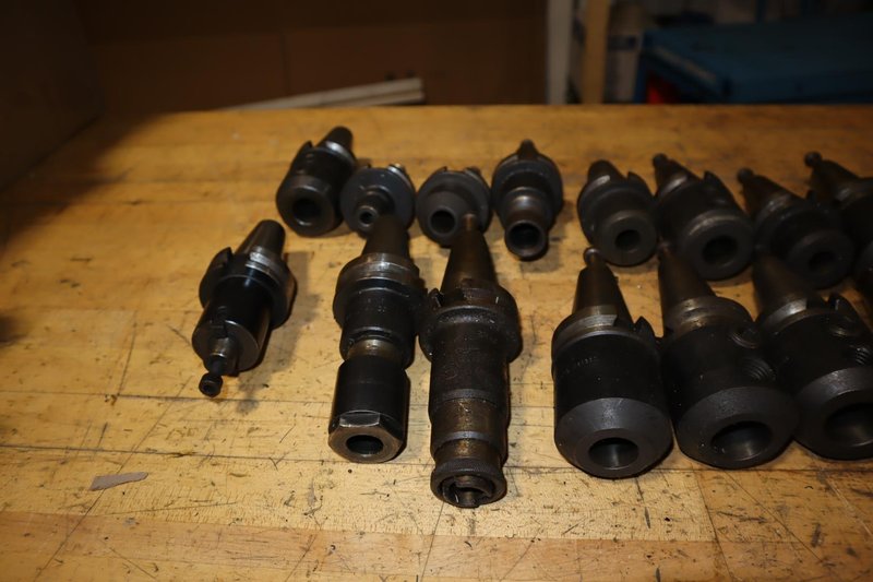 LARGE Assortment Of BT40 Toolholders; Ridged Endmill, Shell Mill, Collet - Auction Item