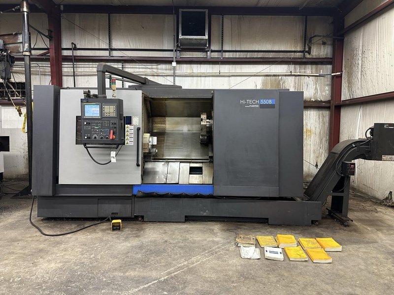 Hwacheon Hi-Tech 550B CNC Lathe, 2013 – 18″ Chuck, Tailstock, Chip Conveyor, Tool Presetter