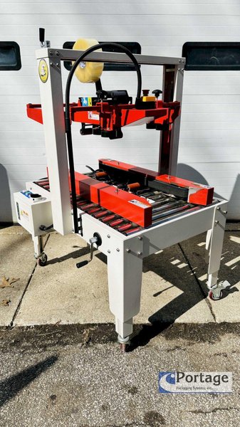 Eagle T100 Carton Sealer  |  Side Driven Belts  |  Top and Bottom 3” Tape Heads  |  Adjustable Carton Sealer
