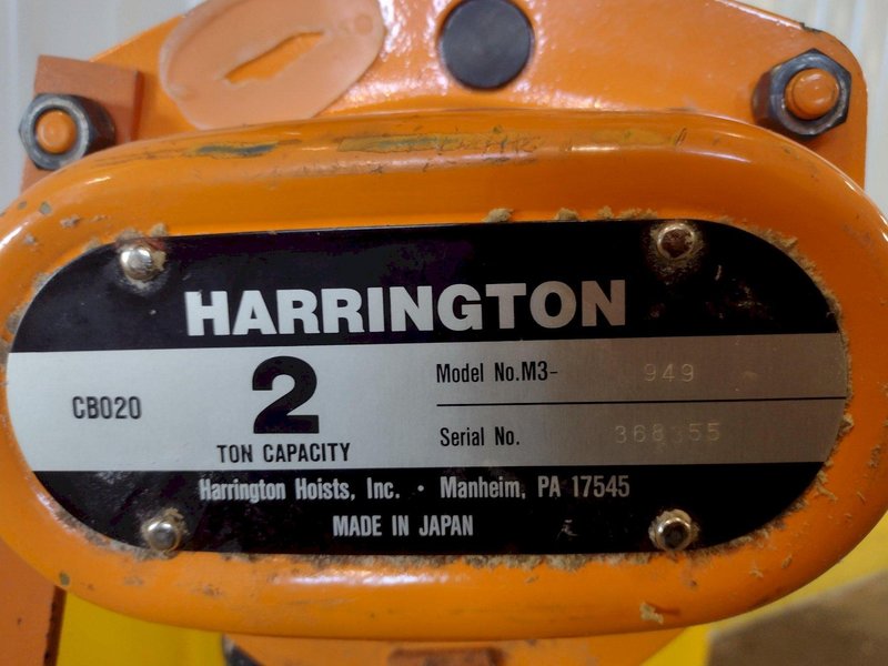 2 TON (4000 LBS)  HOIST WITH MANUAL TROLLEY: STOCK #16533