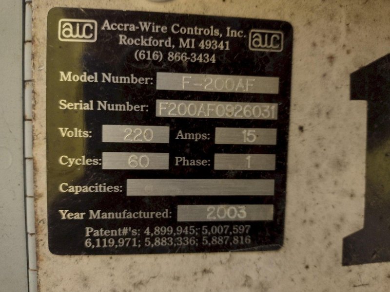 5,500 LBS X 48" AWC (ACCRA-WIRE CONTROLS) MODEL #F-200AF HORIZONTAL PALLET TYPE POWERED DE-COILER: STOCK #19258
