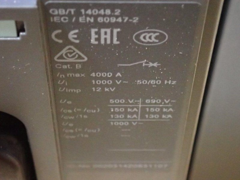 Siemens Air Circuit Breaker - 3wl1340-5fg32-4gn2-z K62