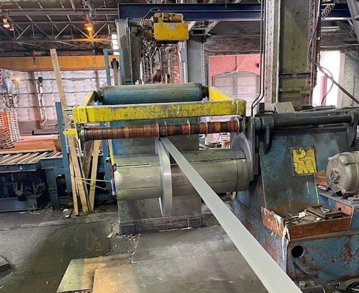 54" X 6.00" X 30,000# PRODUCTION MACHINERY SLITTING LINE WITH BANDING LINE STOCK# 3165