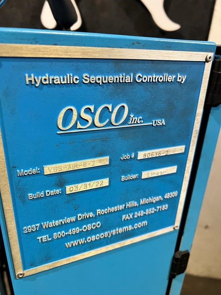 Osco Used VGS-AIR-8Z Pneumatic Valve Gate Controller, 8 Zone, yr. 2022