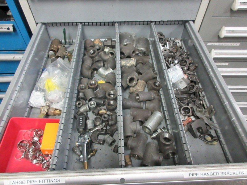 9 Drawer Cabinet with Contents: Fittings, Electrical Components.- Auction Item