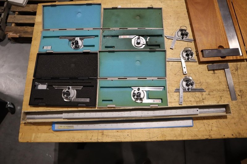 Mitutoyo Protractors, Starrett Square, Straight Edge Scales- Auction Item