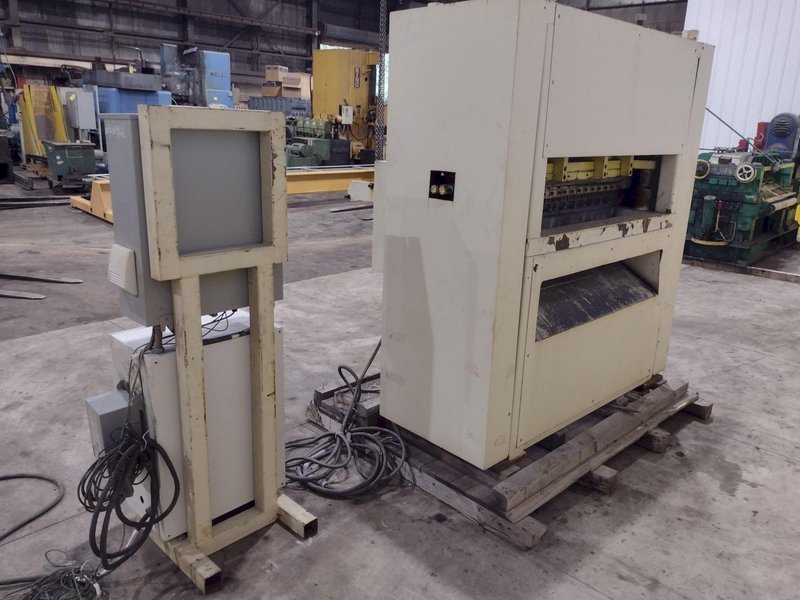48” WIDE x 30 HP MECHANICAL IN-LINE COIL PRESS &amp; SHEAR WITH PLC VARIABLE SPEED DRIVE: STOCK #22968