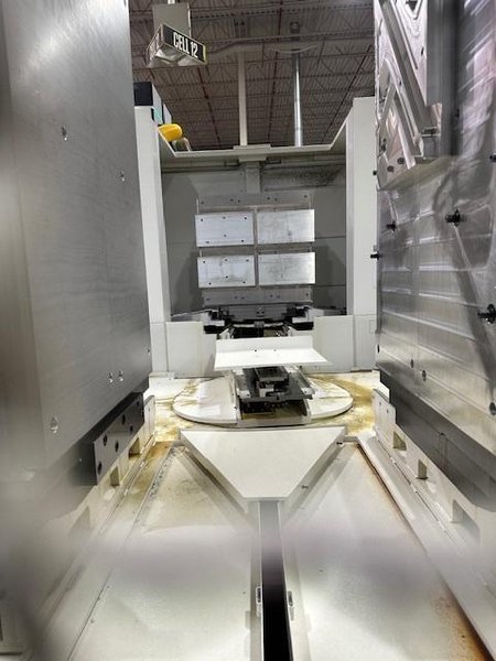 OKUMA MB8000H CNC HMC, 2017, equipped with OSP P300M CNC Ctrl., 12 pallets, 12,000 RPM, and robust automation features including 12 pallet cell configuration, shower coolant and Renishaw tool breakage detection and Renishaw Part Probe, 50 HP, New 2017