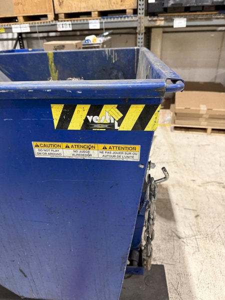 1/2 CUBIC YARD X 2,000 LB VESTIL MODEL #D-50-LD-SP/LD DUMP HOPPER: YOBRO 26293