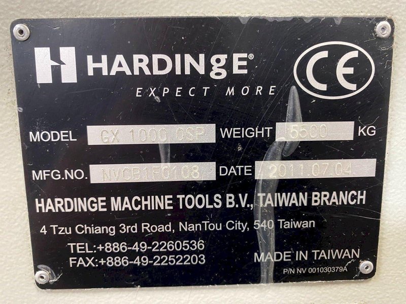 Hardinge GX1000 OSP VMC, 2011 – CTS Ready, Turbo Chip Conveyor, Probe &amp; Okuma Control.
