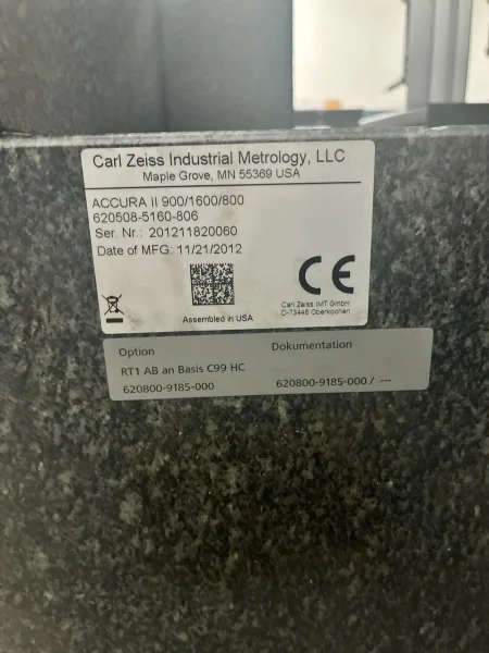 2012 Zeiss Accura II 9.16.8 Coordinate Measuring Machine
