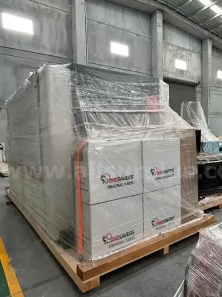 Timesaver Deburrer System 42 Series model 1350 WRB, s/n 2532-265. Includes: Absaugwerk Wet Dust Collector Serie B 3000.