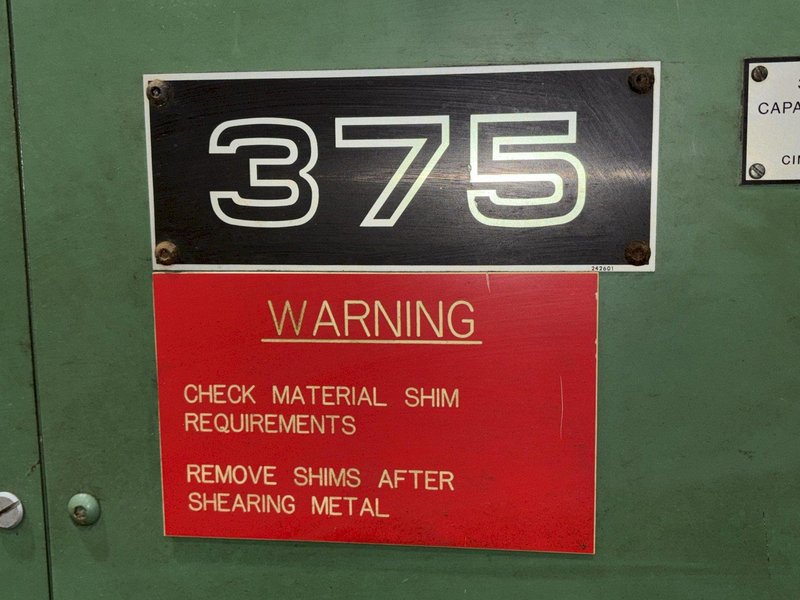 10&#039; X 3/8&quot; CINCINNATI MODEL #375X10 HYDRAULIC SHEAR: STOCK #22818