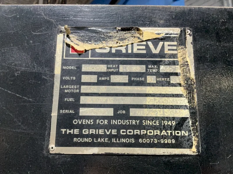 GRIEVE 500* F ELECTRIC DRYING OVEN  -  AG-500