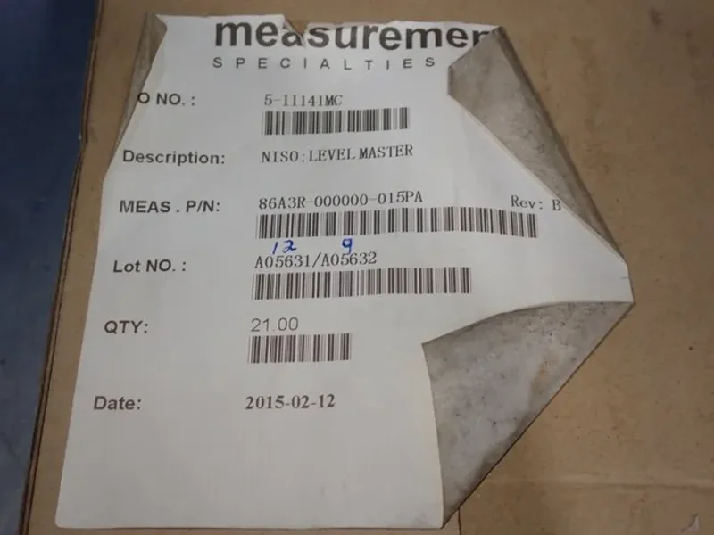 MEASUREMENT SPECIALTIES LEVEL MASTER SENSORS  -  86A3R-000000-015PA