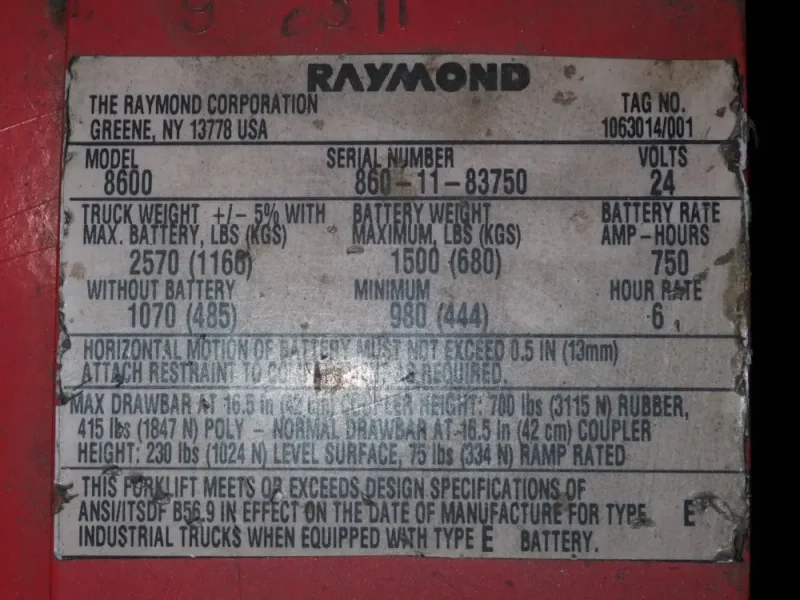 RAYMOND ELECTRIC TOW TRACTOR  -  8600