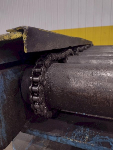 20,000 LBS BRANER HYDRAULIC COIL UPENDER WITH POWER FEED CONVEYOR: YOBRO #25238