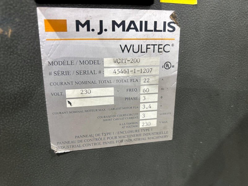 M.J MAILLIS WULFTEC MODEL #WCRT-200 LARGE CAPACITY SHRINK WRAP MACHINE: YOBRO #25092