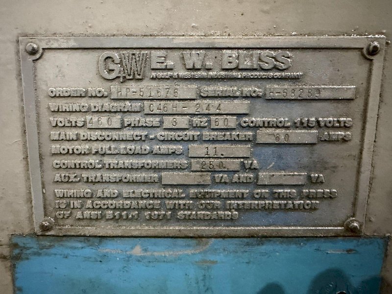 60 TON BLISS MODEL #C60 OBI PRESS 4" STROKE: YOBRO #24271