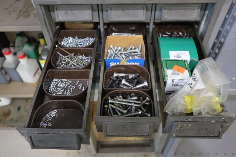 Multi-Bin (12) Storage Cabinet with Fasteners and Hardware- Auction Item