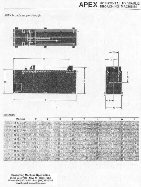 6-Ton Apex Model H-6-48 Horizontal Internal Broaching Machine