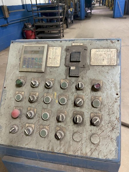 Shalco model u180 shell core machine with dual feed tank and blow valves, gun drilled heater plates and plc controls, gas system