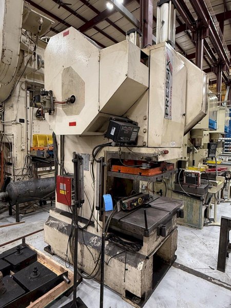 130 ton Pressix Adjustable Stroke Metal Stamping Gap Frame Back Geared Press, Year 2006