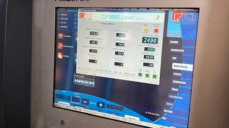 4,000 Watt Prima Platino CO2  Laser 5′ x 10′, 2009