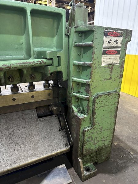 12' X 1/2" WYSONG MODEL #1250 MECHANICAL POWER SQUARING SHEAR. STOCK #1228024