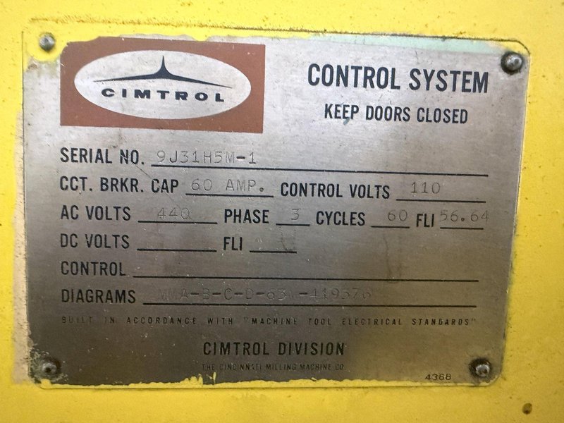 #3 X 72" X 18" CINCINNATI MODEL #330-18 VERCIPOWER HORIZONTAL MILLING MACHINE: YOBRO #24517