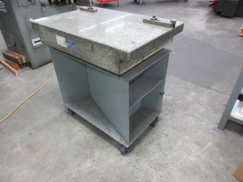 Rock of Ages Granite Surface Plate T-Lipped on Table with Wheels- Auction Item