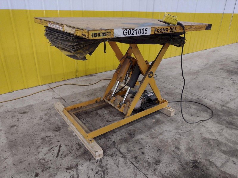 54" X 43.5" 4000 LB ECONO LIFT MODEL #SL36-40 HYDRAULIC DOUBLE ROLLER TOP STYLE LIFT TABLE, 110V: STOCK #20955