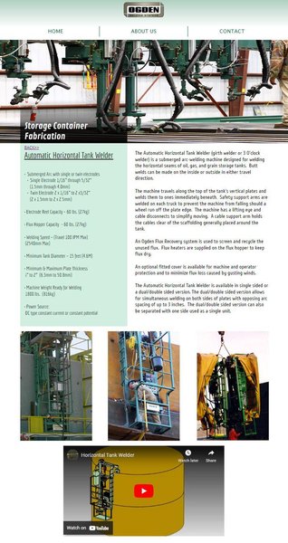 OGDEN AUTOMATIC HORIZONTAL TANK SEAM SUBMERGED ARC-WELDING MACHINE: STOCK #17134