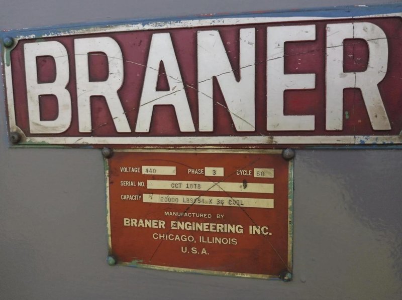 20,000 LBS X 54" X 36" BRANER COIL UPENDER. STOCK # 0435126