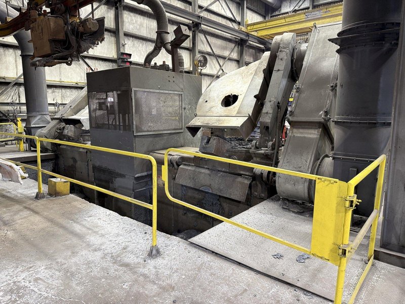 2021 Inductotherm melt system with 2- traveling charge feeders with scales, Inductotherm type 3000 DT-2 ACF-2 3000 kw power supply rated at 300 h. s/n 21H-381478-246-11 interconnecting buss and cables, 2- 4metric steel shell furnaces with stands, hydraulic system , water system with twin 50hp pumps, 2021 Emsco model Hypro 25 stainless steel heat exchanger , related piping, controls, remote operators stand, related controls, lining pushout, Sonmez incoming power transformer type HTYAA3KH-326623 s/n 15729 rated at 3260-4025 KVA, 12,470 volt primary volts, 2x575 secondary volts, spare incoming transformer same as above s/n 15364