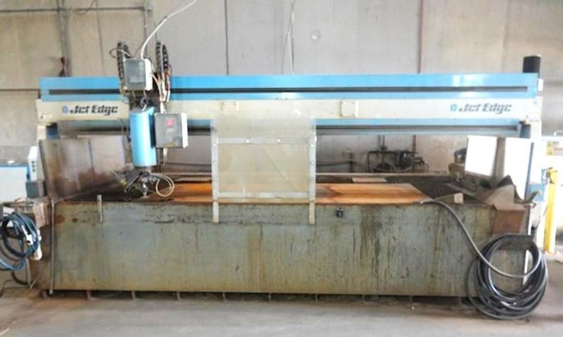 5&#039; x 13&#039; JET EDGE (2013) MODEL #5X13-MR GANTRY RAIL WATERJET CUTTING TABLE, WITH IP-60-50 INTENSIFIER PUMP: STOCK #19309