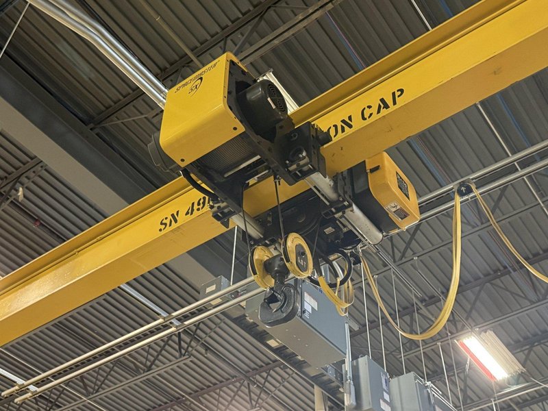 5 TON X 21' X 90' X 13' OMH SINGLE GIRDER OVERHEAD CRANE &amp; RUNWAY SYSTEM: YOBRO #26274