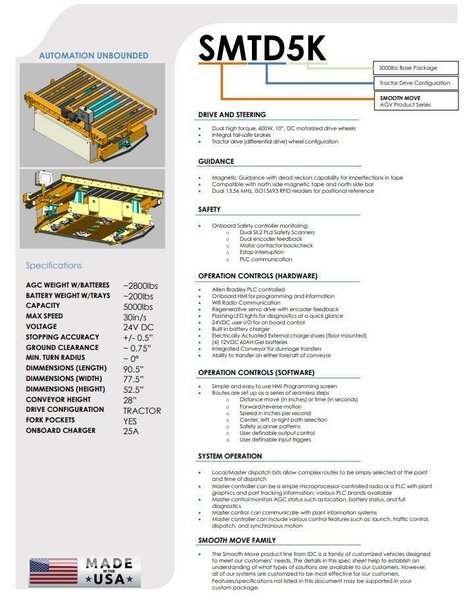 5,000 LB SMTD5K AGV SYSTEM (BRAND NEW, NEVER USED). STOCK # 0447025