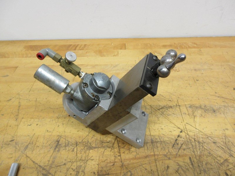 Gast Air Driven Spindle Mounted on 2" Travel Cross Slide, and  Small 1.75" Wide Self Centering Vise- Auction Item