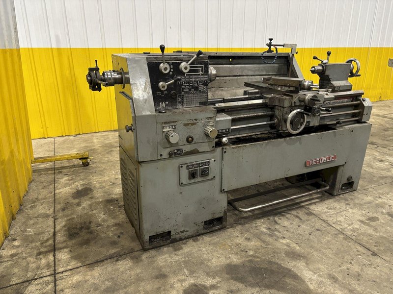 14&quot; X 40&quot; REPUBLIC MODEL #14 ENGINE LATHE WITH METRIC &amp; 2&quot; HOLE: STOCK #23667