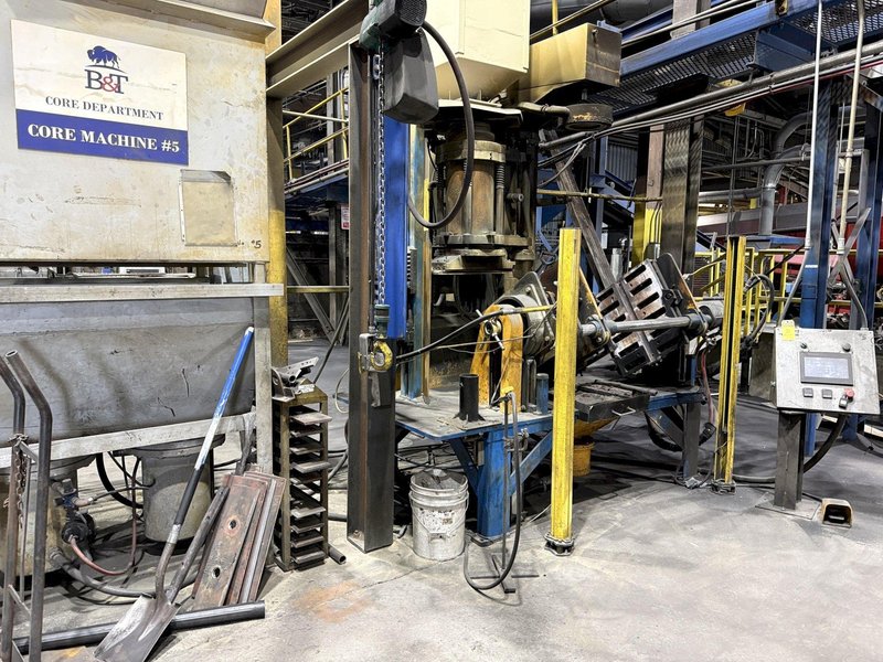 Redford model HS 22 shell core machine, Nsn with twin sand feed system, 100# blow head, plc controls, 22" x 26" platen, sand return system